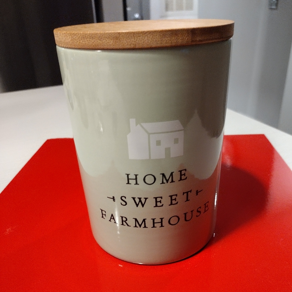 Creative Co-Op Cream Storage Jar with Wooden Lid